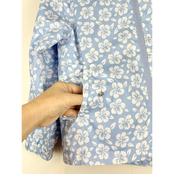 MNG By Mango Girls Jacket Lightweight Windbreaker Sz 8 Hooded Blue Floral - Picture 4 of 9